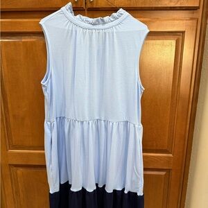 Crown Light Blue and Navy Kids Dress